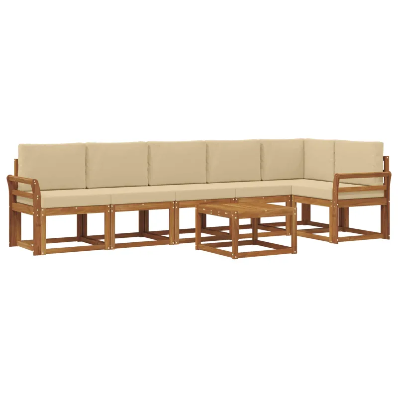 Lauko sofos komplektas su pagalve 7 pcs Natūralus ir bežinis