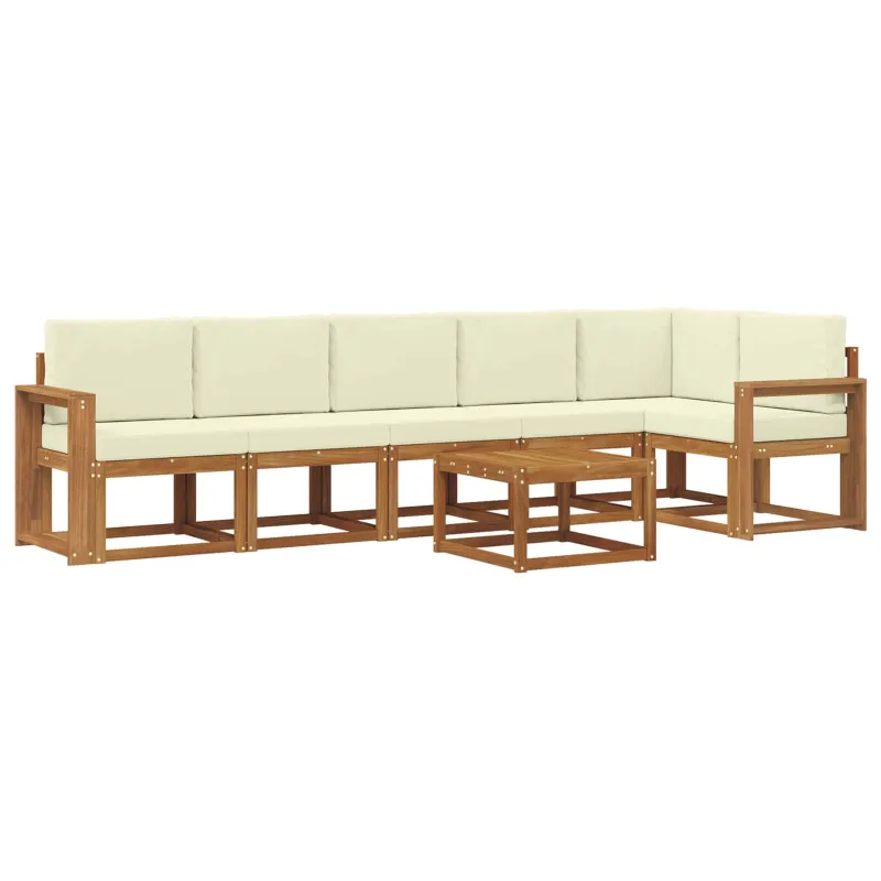 Lauko sofos komplektas su pagalve 7 pcs Natūralus ir grietinėlė