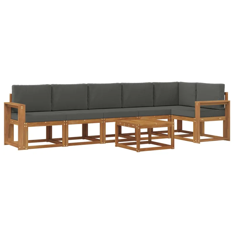 Lauko sofos komplektas su pagalve 7 pcs Natūralus ir antracitas