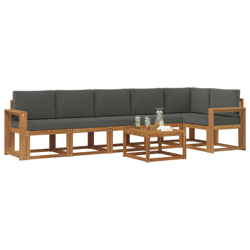 Lauko sofos komplektas su pagalve 7 pcs Natūralus ir antracitas