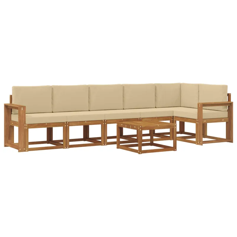 Lauko sofos komplektas su pagalve 7 pcs Natūralus ir bežinis