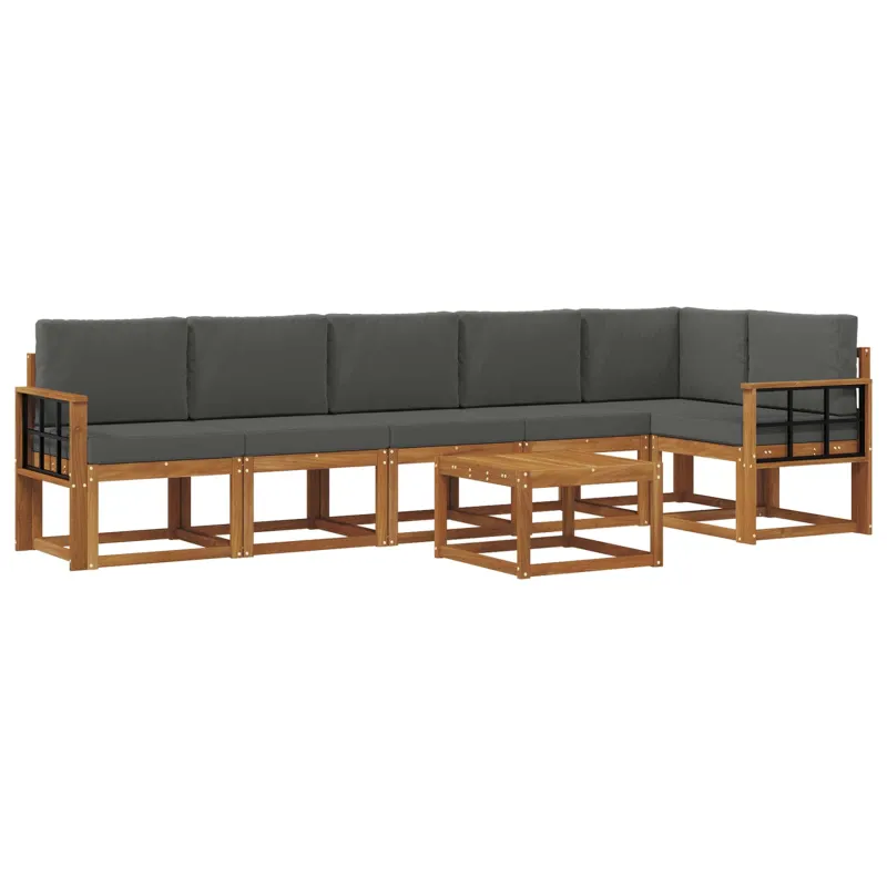 Lauko sofos komplektas su pagalve 7 pcs Natūralus ir antracitas
