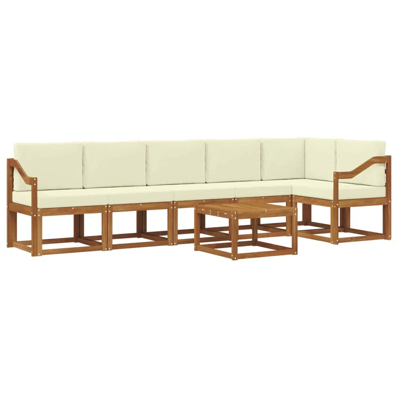 Lauko sofos komplektas su pagalve 7 pcs Natūralus ir grietinėlė