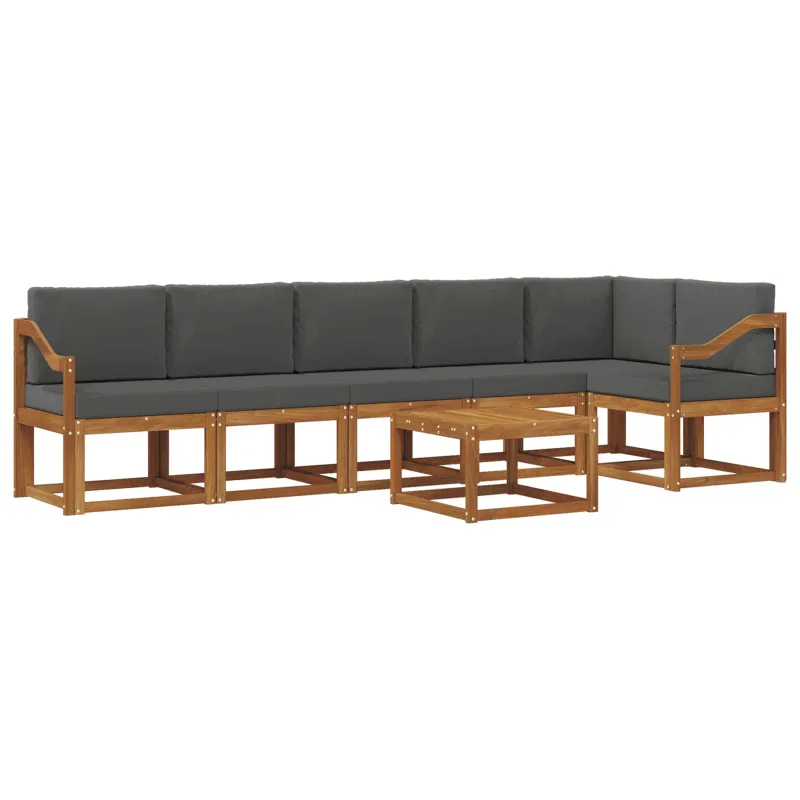 Lauko sofos komplektas su pagalve 7 pcs Natūralus ir antracitas