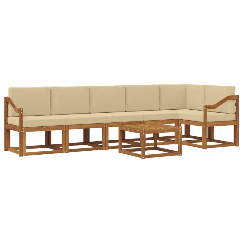 Lauko sofos komplektas su pagalve 7 pcs Natūralus ir bežinis