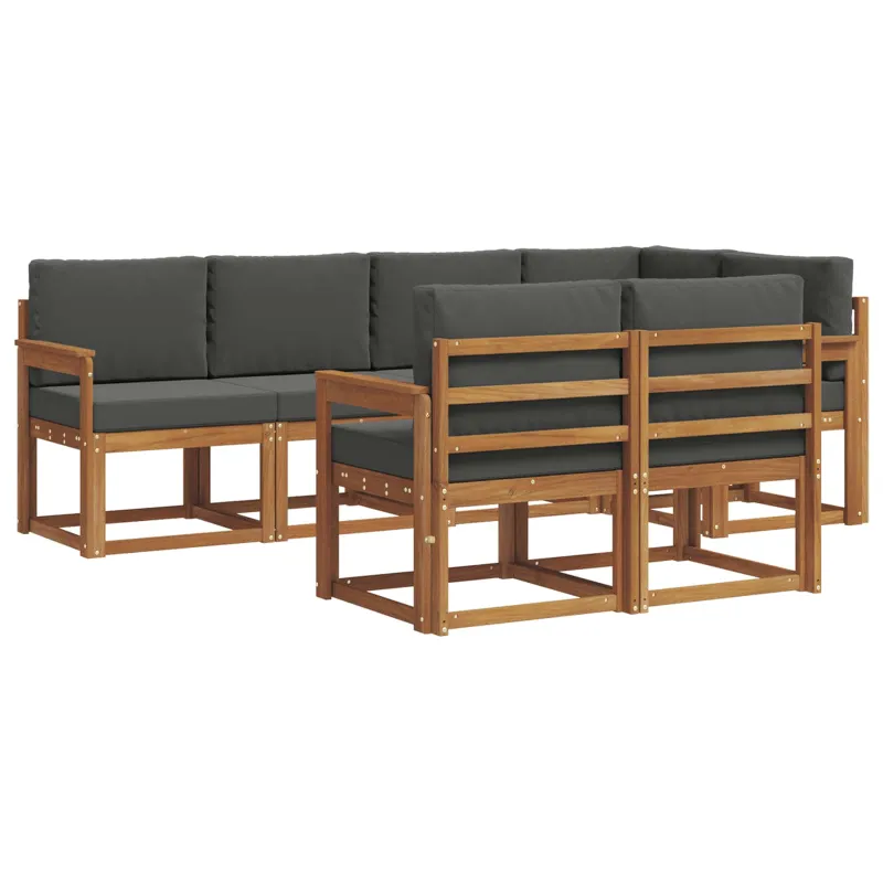 Lauko sofos komplektas su pagalve 7 pcs Natūralus ir antracitas