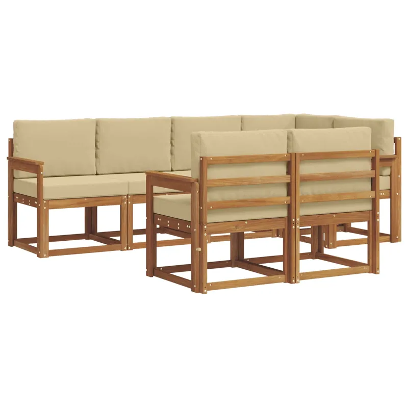 Lauko sofos komplektas su pagalve 7 pcs Natūralus ir bežinis