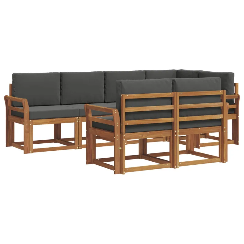 Lauko sofos komplektas su pagalve 7 pcs Natūralus ir antracitas