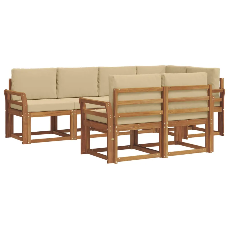 Lauko sofos komplektas su pagalve 7 pcs Natūralus ir bežinis