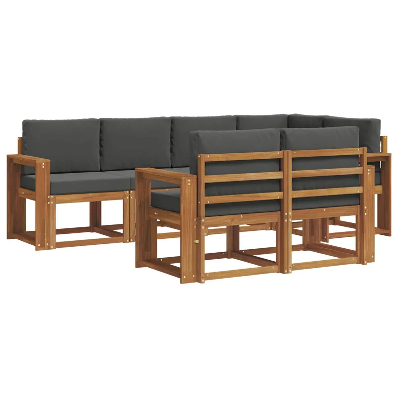 Lauko sofos komplektas su pagalve 7 pcs Natūralus ir antracitas