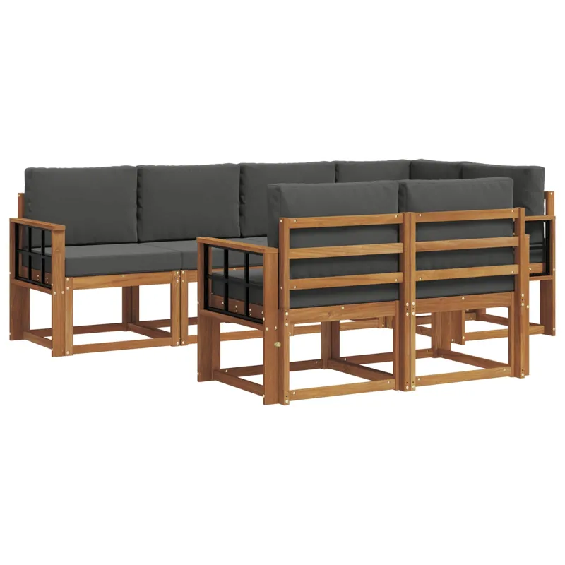 Lauko sofos komplektas su pagalve 7 pcs Natūralus ir antracitas