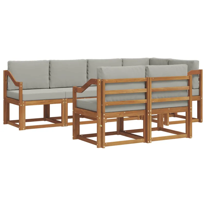 Lauko sofos komplektas 7 pcs Natūrali ir šviesiai pilka