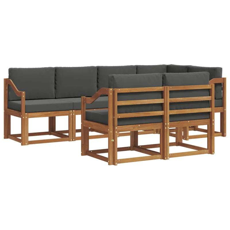Lauko sofos komplektas su pagalve 7 pcs Natūralus ir antracitas