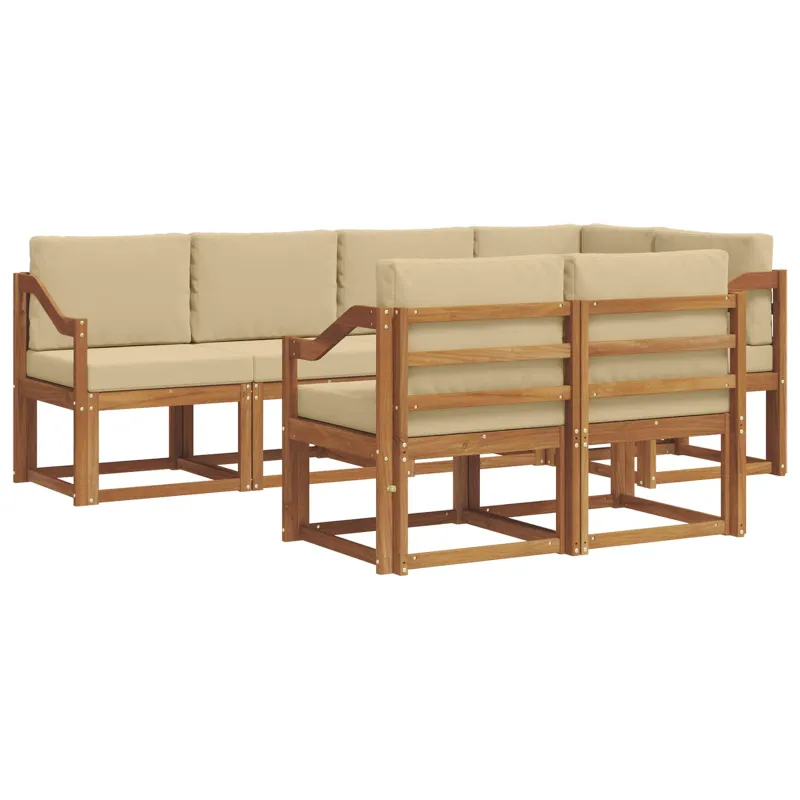 Lauko sofos komplektas su pagalve 7 pcs Natūralus ir bežinis