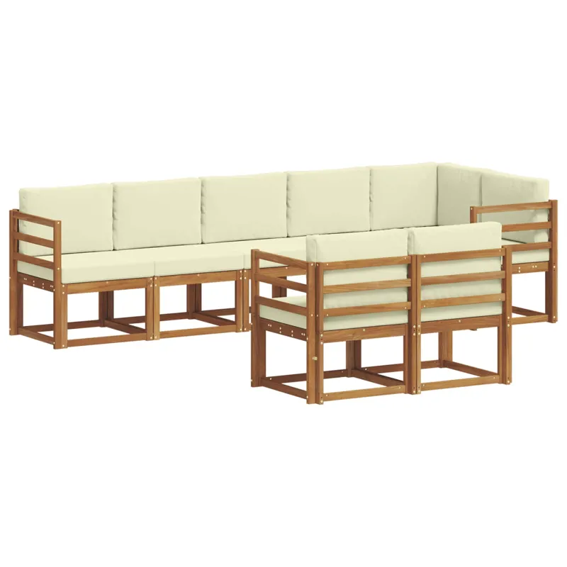 Lauko sofos komplektas su pagalve 8 pcs Natūralus ir grietinėlė