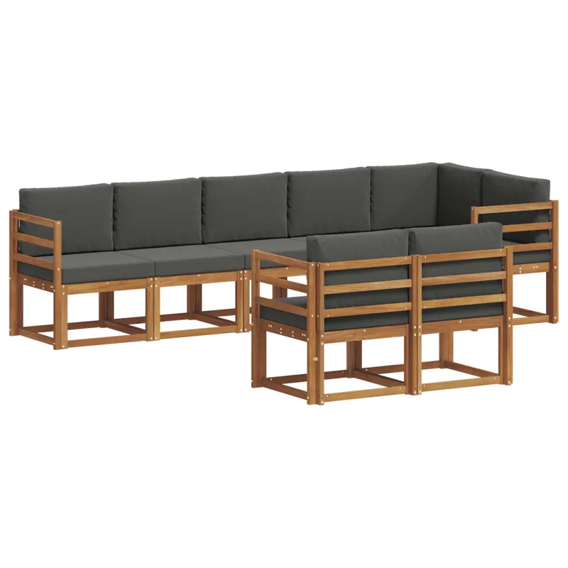 Lauko sofos komplektas su pagalve 8 pcs Natūralus ir antracitas