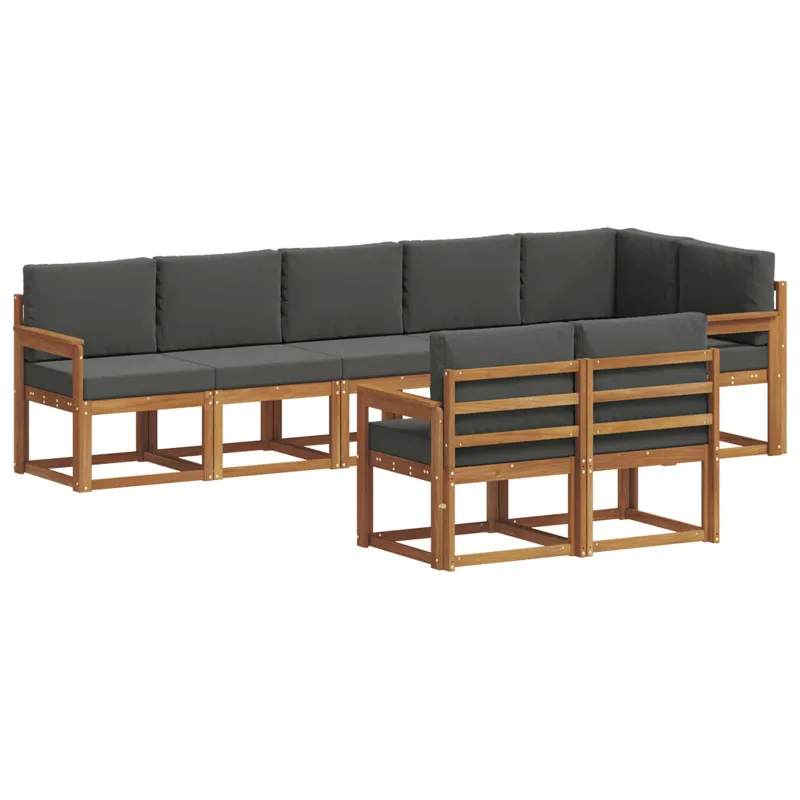 Lauko sofos komplektas su pagalve 8 pcs Natūralus ir antracitas