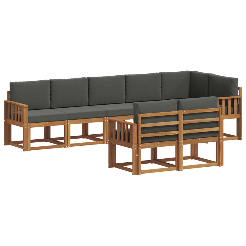 Lauko sofos komplektas su pagalve 8 pcs Natūralus ir antracitas