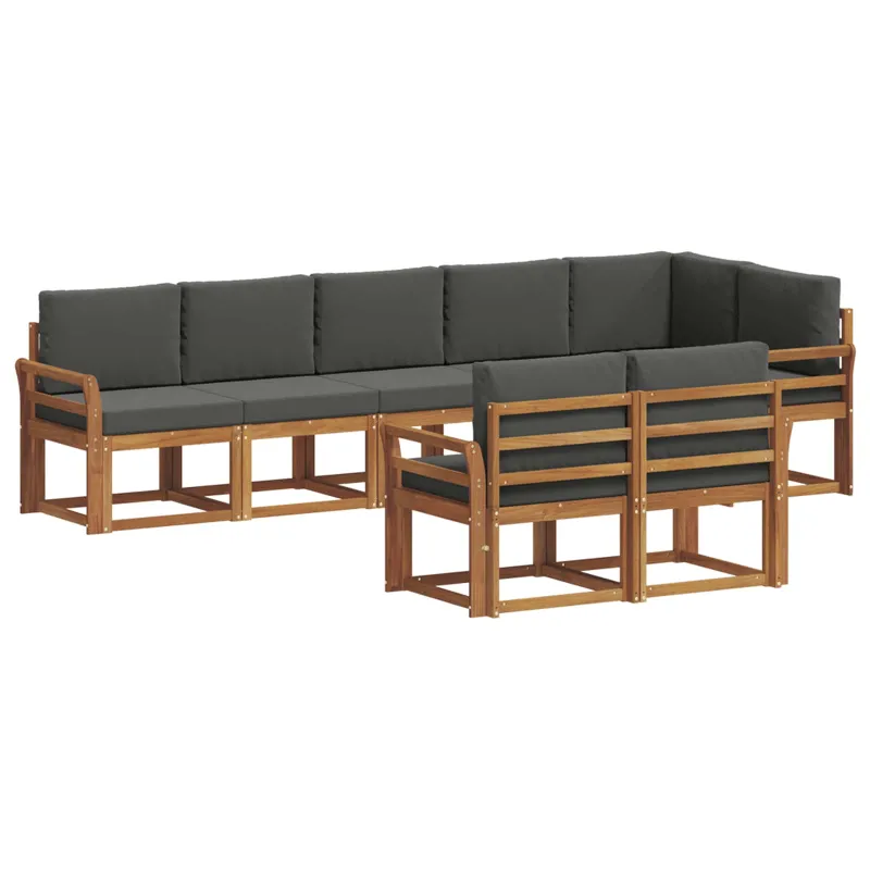 Lauko sofos komplektas su pagalve 8 pcs Natūralus ir antracitas