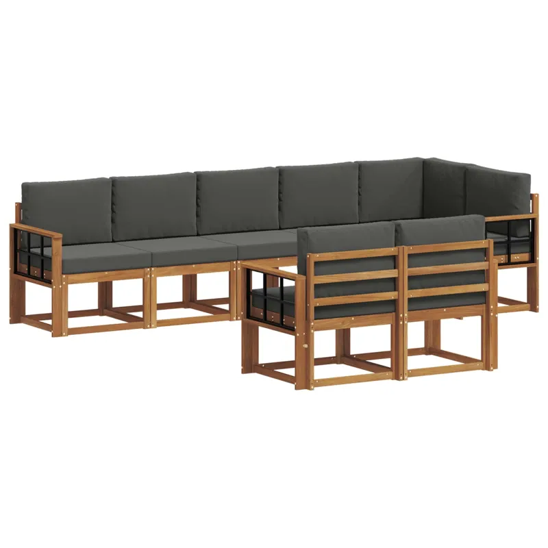 Lauko sofos komplektas su pagalve 8 pcs Natūralus ir antracitas