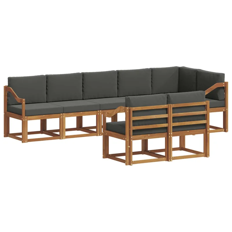 Lauko sofos komplektas su pagalve 8 pcs Natūralus ir antracitas
