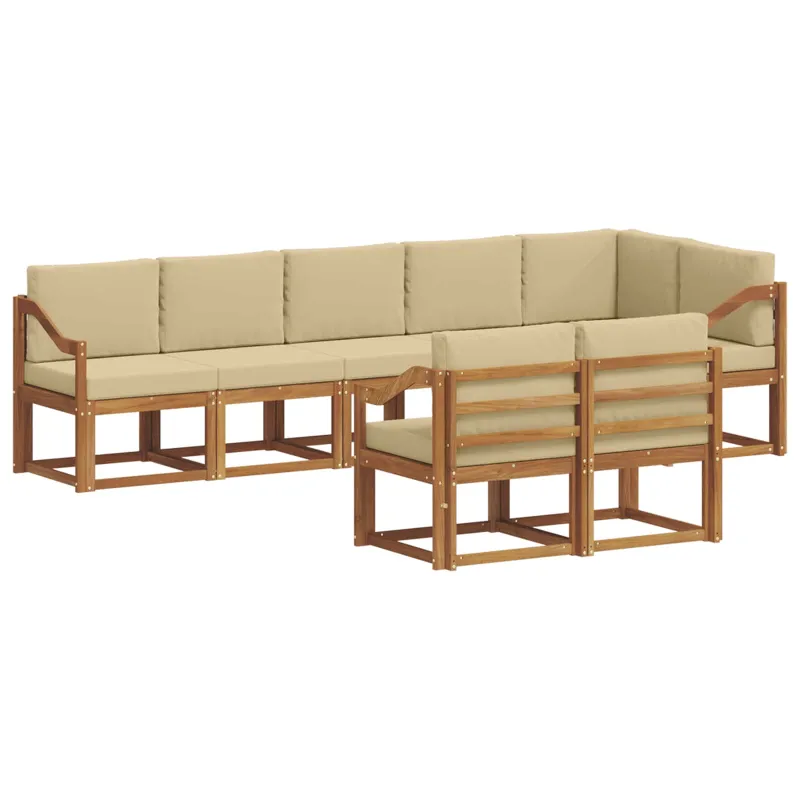 Lauko sofos komplektas su pagalve 8 pcs Natūralus ir bežinis