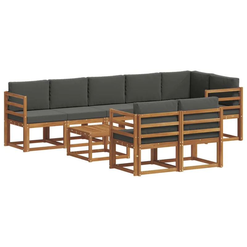 Lauko sofos komplektas su pagalve 9 pcs Natūralus ir antracitas