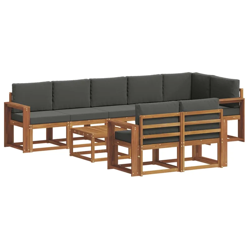 Lauko sofos komplektas su pagalve 9 pcs Natūralus ir antracitas