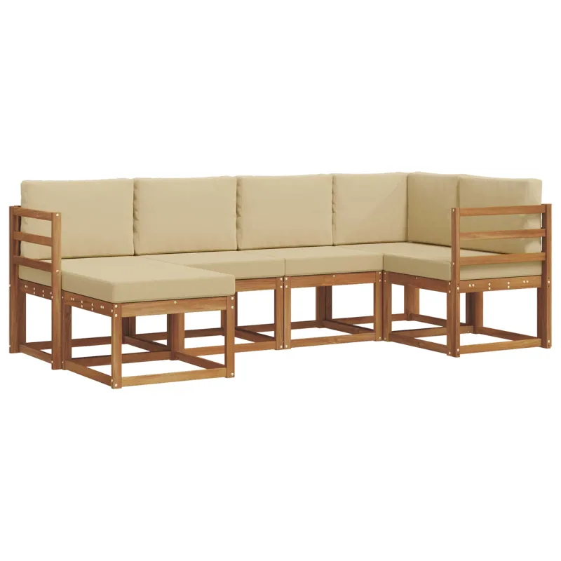 Lauko sofos komplektas su pagalve 6 pcs Natūralus ir bežinis