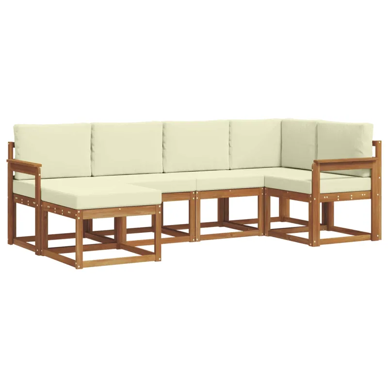 Lauko sofos komplektas su pagalve 6 pcs Natūralus ir grietinėlė