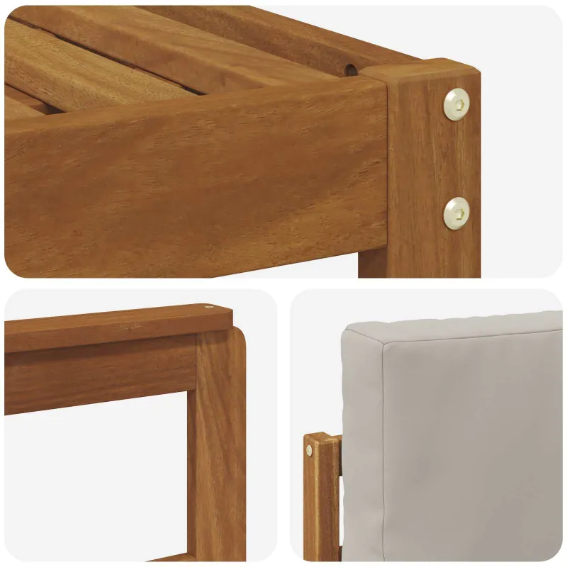 Lauko sofos komplektas 6 pcs Natūrali ir šviesiai pilka