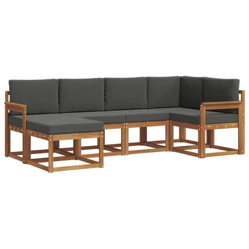 Lauko sofos komplektas su pagalve 6 pcs Natūralus ir antracitas