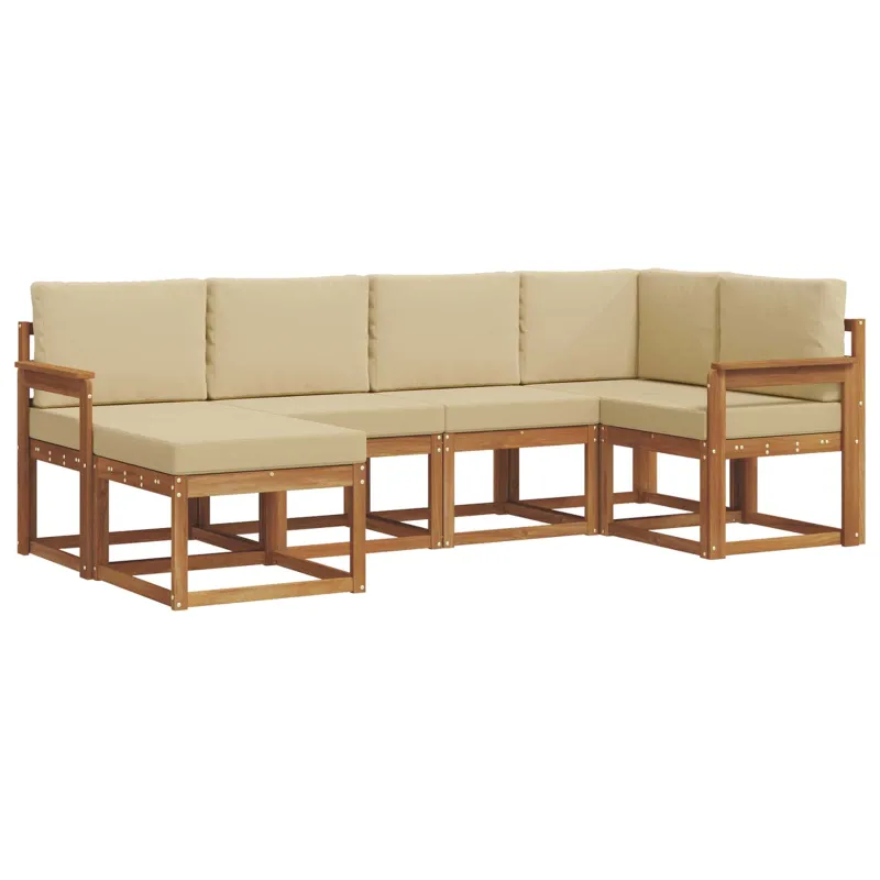 Lauko sofos komplektas su pagalve 6 pcs Natūralus ir bežinis