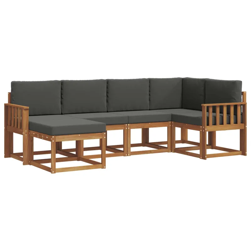 Lauko sofos komplektas su pagalve 6 pcs Natūralus ir antracitas