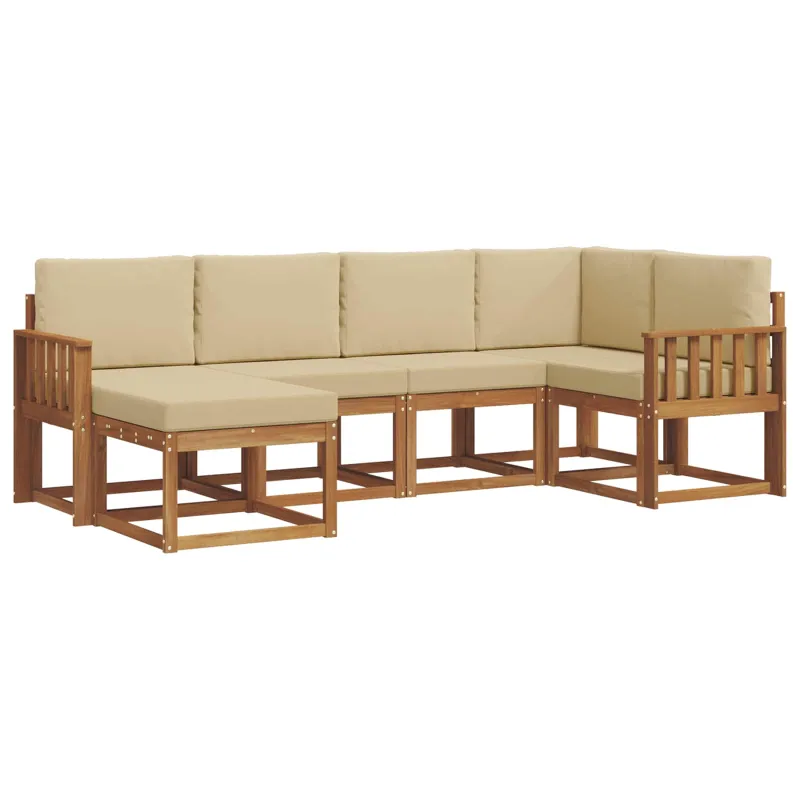 Lauko sofos komplektas su pagalve 6 pcs Natūralus ir bežinis