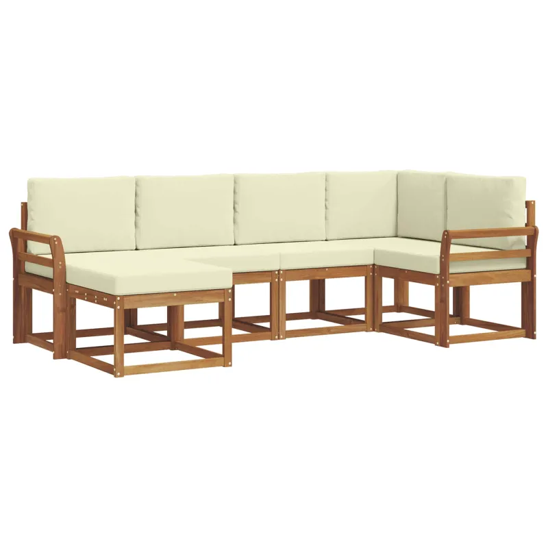 Lauko sofos komplektas su pagalve 6 pcs Natūralus ir grietinėlė