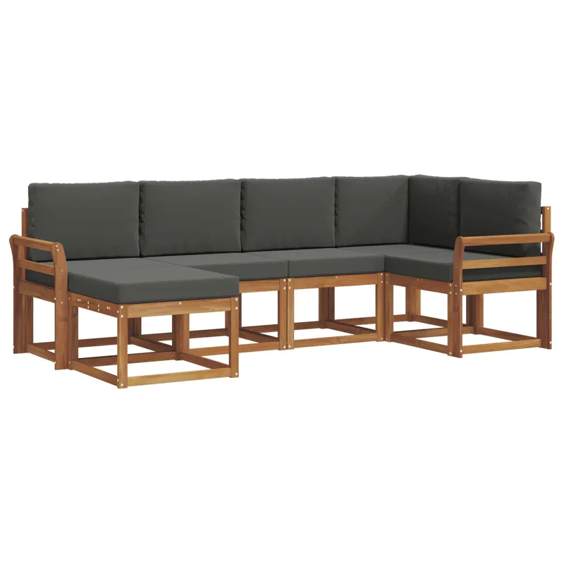 Lauko sofos komplektas su pagalve 6 pcs Natūralus ir antracitas