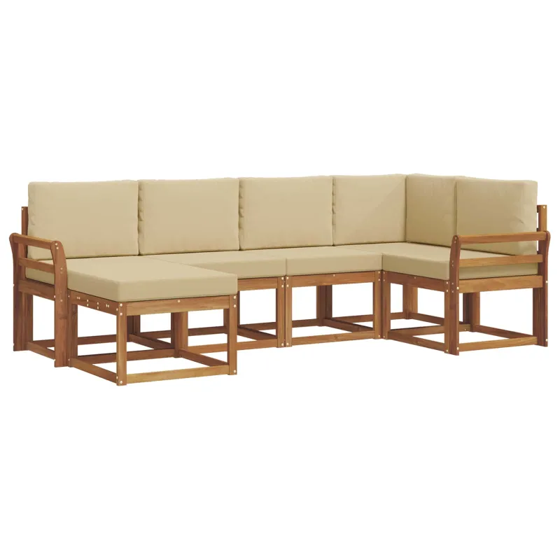Lauko sofos komplektas su pagalve 6 pcs Natūralus ir bežinis