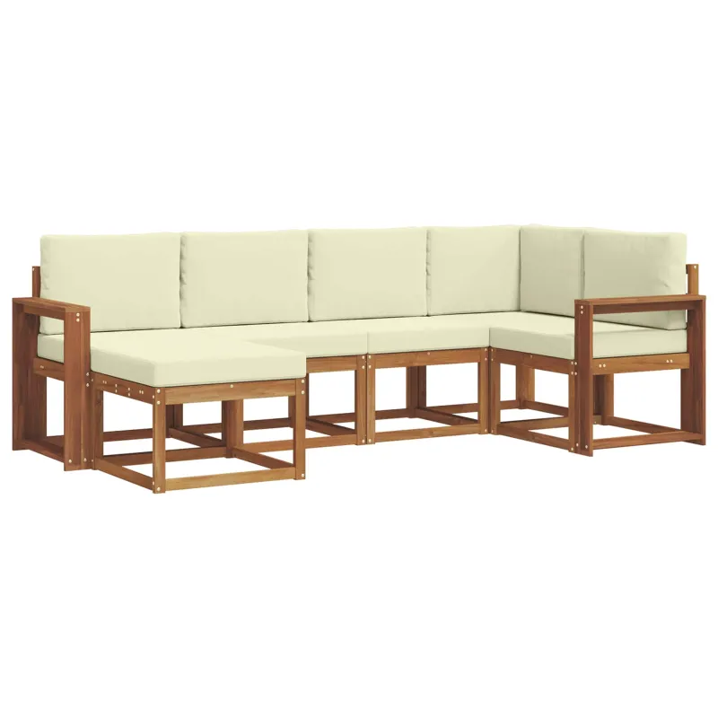 Lauko sofos komplektas su pagalve 6 pcs Natūralus ir grietinėlė