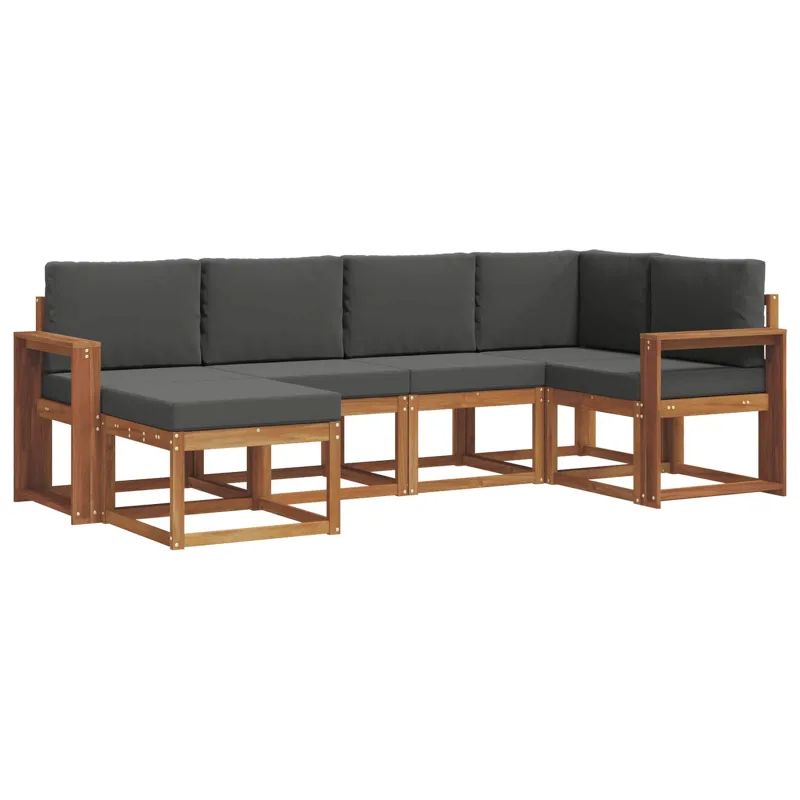 Lauko sofos komplektas su pagalve 6 pcs Natūralus ir antracitas