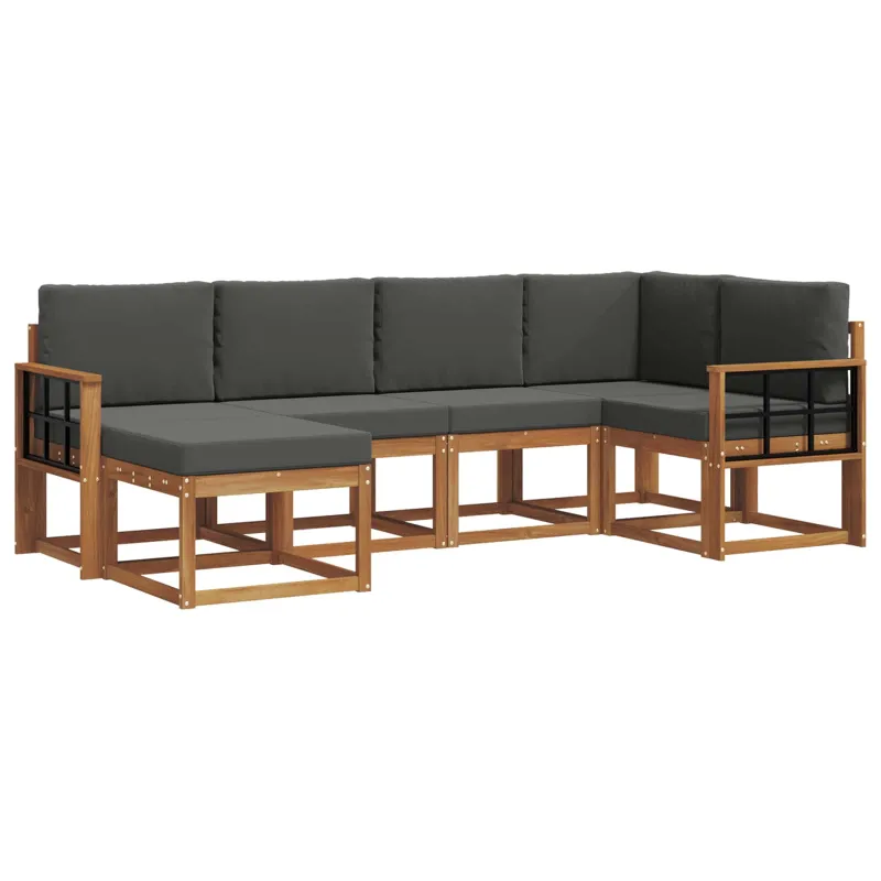 Lauko sofos komplektas su pagalve 6 pcs Natūralus ir antracitas