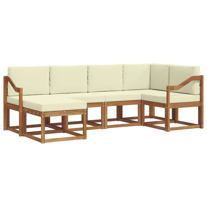 Lauko sofos komplektas su pagalve 6 pcs Natūralus ir grietinėlė