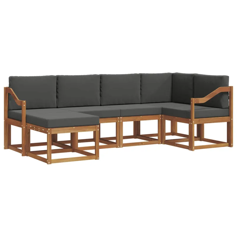 Lauko sofos komplektas su pagalve 6 pcs Natūralus ir antracitas