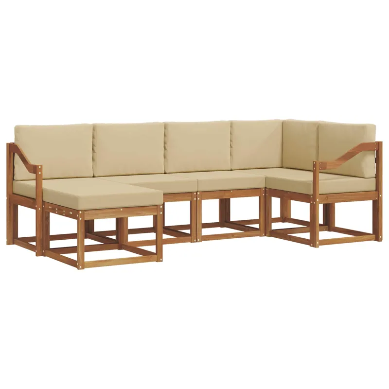 Lauko sofos komplektas su pagalve 6 pcs Natūralus ir bežinis