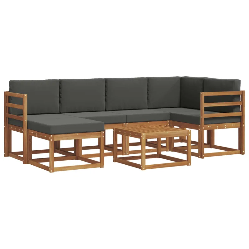 Lauko sofos komplektas su pagalve 7 pcs Natūralus ir antracitas