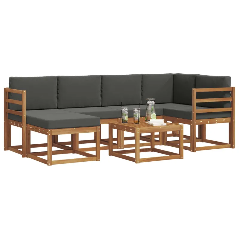 Lauko sofos komplektas su pagalve 7 pcs Natūralus ir antracitas
