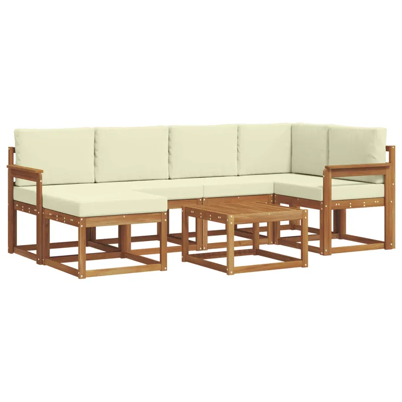 Lauko sofos komplektas su pagalve 7 pcs Natūralus ir grietinėlė