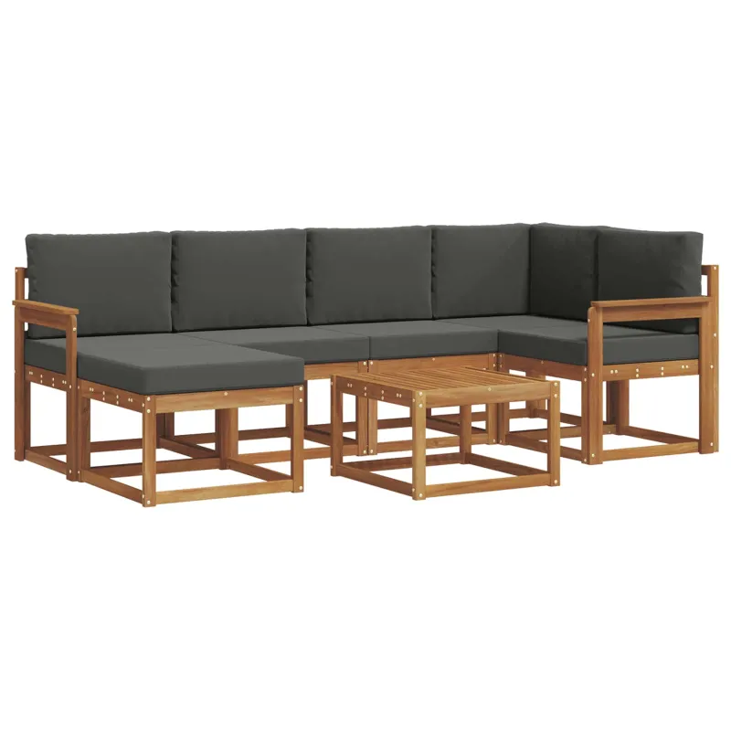 Lauko sofos komplektas su pagalve 7 pcs Natūralus ir antracitas