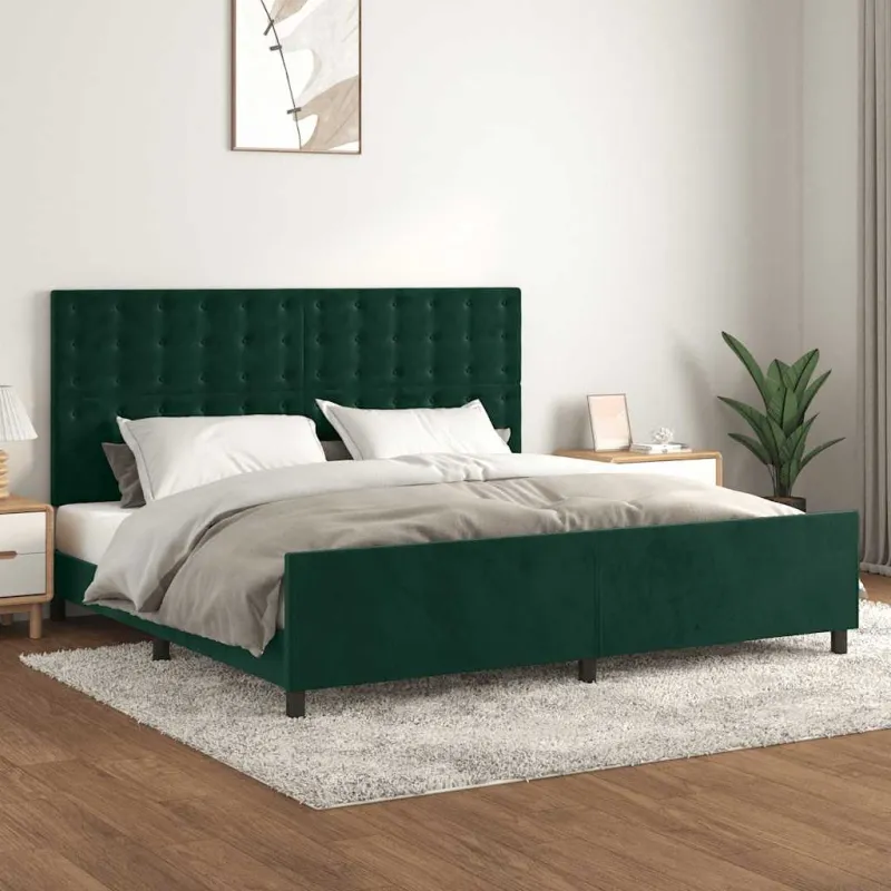 Lovos rėmas be čiužinio tamsiai žalias 200x200 cm aksomas