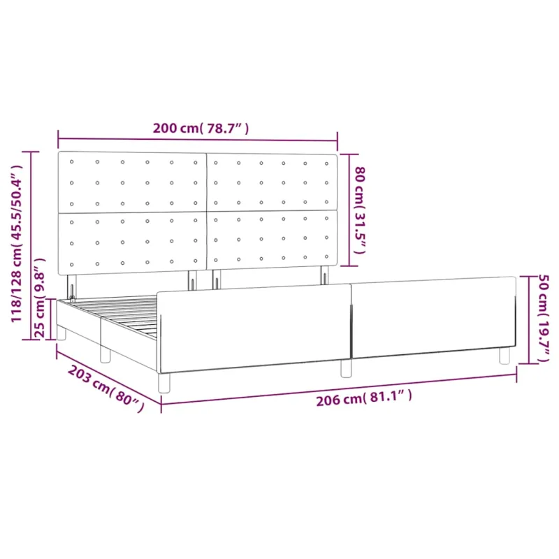 Lovos rėmas be čiužinio tamsiai žalias 200x200 cm aksomas